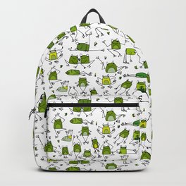 Funny Frogs On White Backpack