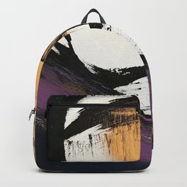 Axis [2]: a bold, minimal abstract in gold, purple, blue, black and white Backpack
