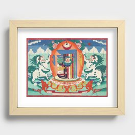 Buddhist Thangka With Snow lions Recessed Framed Print