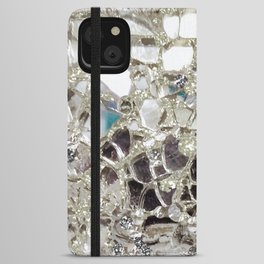 An Explosion of Sparkly Silver Glitter, Glass and Mirror iPhone Wallet Case