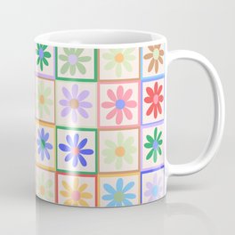 Cute Checkered Flowers in Beige  Coffee Mug