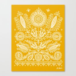 Tree of Life Yellow Hungarian Embroidery Design Canvas Print
