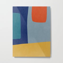 Modern MidCentury Colorful Abstract Metal Print | Navy, Midcentury, Yellow, Mid Century, Digital, Teal, Painting, Acrylic, Colorful, Living 