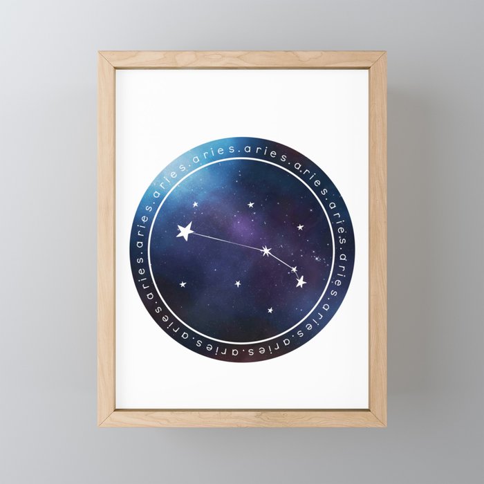 Aries Zodiac | Nebula Circle Framed Mini Art Print