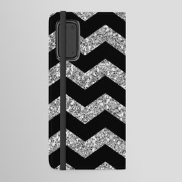 Modern Black And Silver Zigzag Chevron Pattern Android Wallet Case