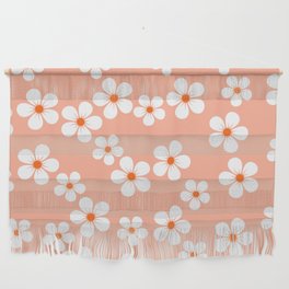 White Flowers on Peach  Wall Hanging