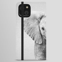 Baby Elephant - Black & White iPhone Wallet Case