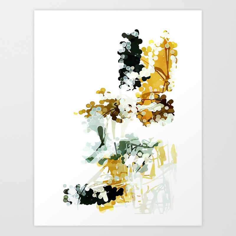 Nothing Is Real Mustard Yellow White Charcoal Gray Abstract Watercolor Painting Art Print By Tinacarroll Society6