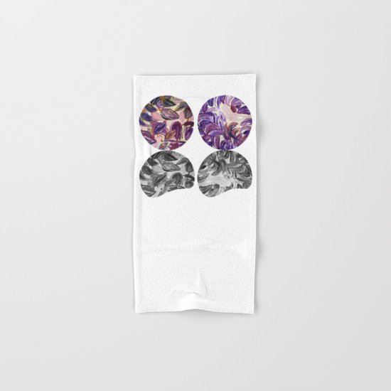 DRIP DRIP DRIP Purple Leaves Shadow Black and White Hand & Bath Towel