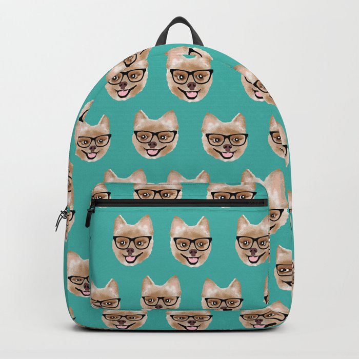 Pomeranian dog breed hipster glasses intellectual dog lover with personality Backpack