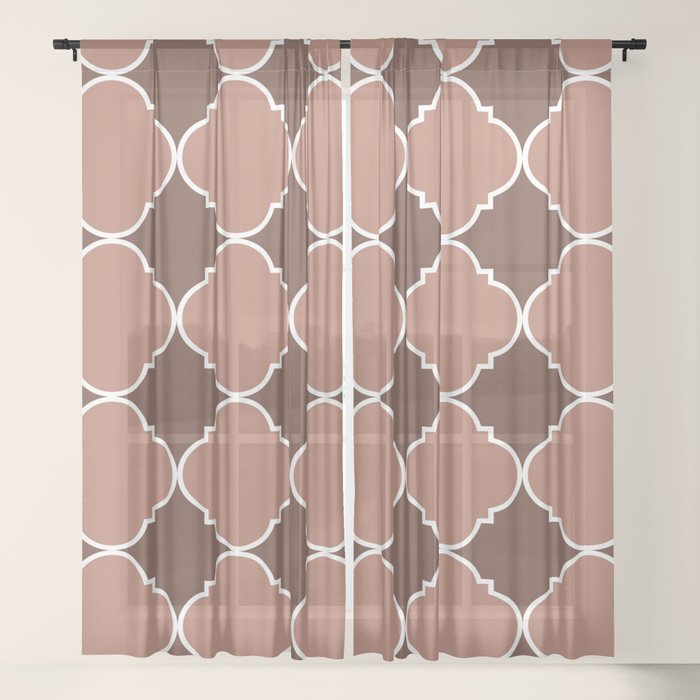 Sherwin Williams Cavern Clay Ornamental Moroccan Tile Pattern With White Border Sheer Curtain By Pipafineart