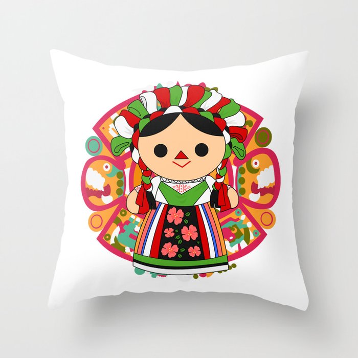 Maria 5 (Mexican Doll) Throw Pillow