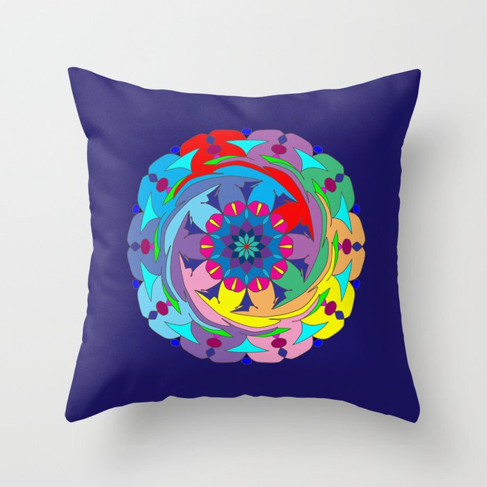Hybrid Mandala Whirlwind Throw Pillow