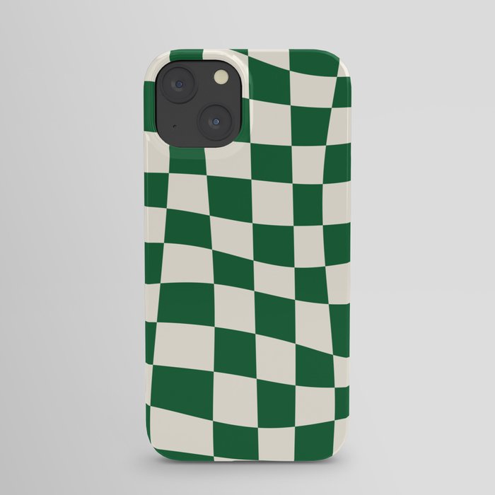 Wavy Checkered Green and White iPhone Case