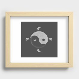 Yin Yang Minimal Black and White Mandala Print Recessed Framed Print
