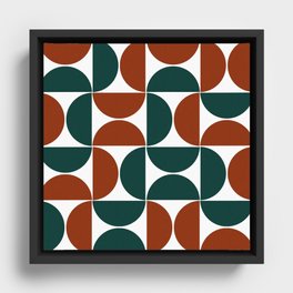 Teal red mid century modern geometric shapes Framed Canvas