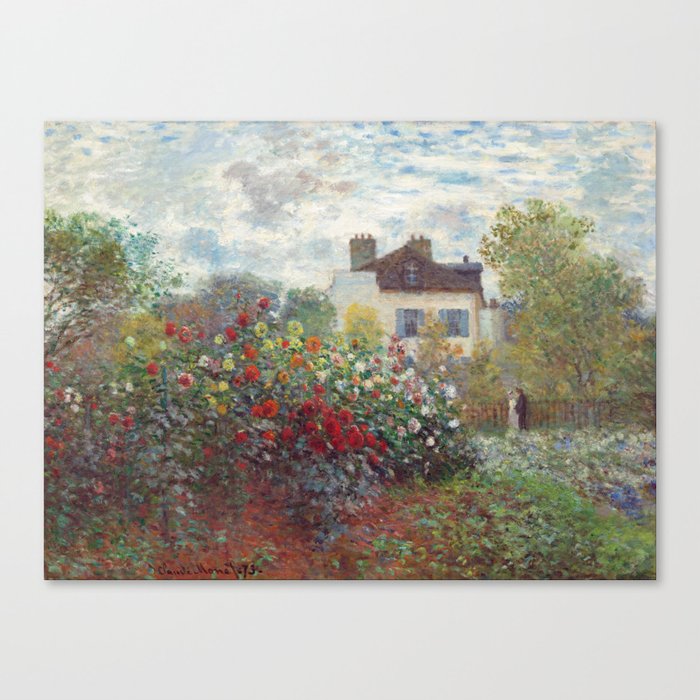 Claude Monet - The Artist's Garden in Argenteuil, A Corner of the Garden with Dahlias Canvas Print