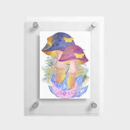 Watercolor Butterflies Mushrooms Crystals Moon Phases Floating Acrylic Print