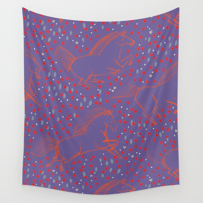 Wild Horses by Friztin - Ultra Violet Wall Tapestry