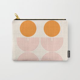 Mid Century Modern Geometric 43 in Coral Orange (Rainbow and Sun Abstraction) Carry-All Pouch | Couple, Sunrise, Midcentury, Minimalist, Rainbow, Curated, Graphicdesign, Sun, Twin, Abstraction 