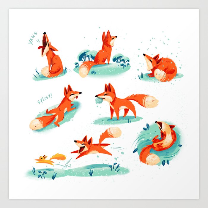 Foxy Poses Art Print