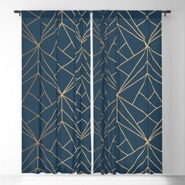 Benjamin Moore Hidden Sapphire Gold Geometric Pattern With White Shimmer Blackout Curtain