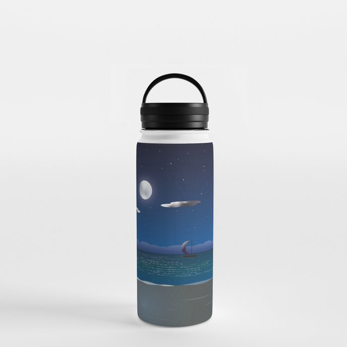 A Sailboat In The Moonlight Water Bottle
