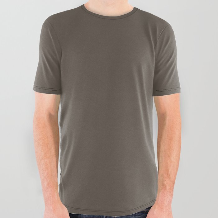 Neutral Dark Ginger Brown Solid Color PPG Cabin Fever PPG1021-7 - All One Single Shade Hue Colour All Over Graphic Tee
