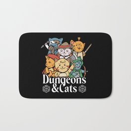 Dungeons and Cats Bath Mat | Animal, Fantasy, Geek, Gamer, Graphicdesign, Roleplay, Cat, D20, Rpg, Dice 