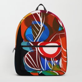 Abstract Flowers Pattern Red Green and Black art Backpack