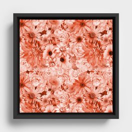 coral pink floral bouquet aesthetic cluster Framed Canvas