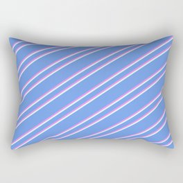 [ Thumbnail: Cornflower Blue, Violet, and Light Cyan Colored Lined Pattern Rectangular Pillow ]