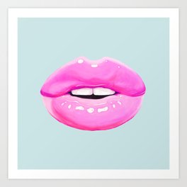 Fashion pink lips Art Print