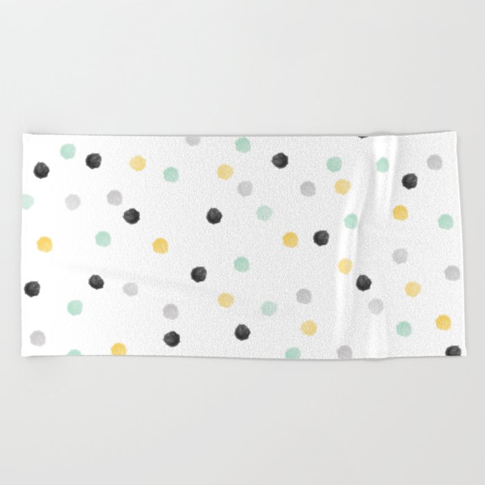 Mustard and Mint Spotty mess Beach Towel