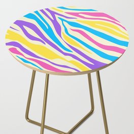 Mid Century Modern Zebra Print Pattern - Vibrant Colors Side Table