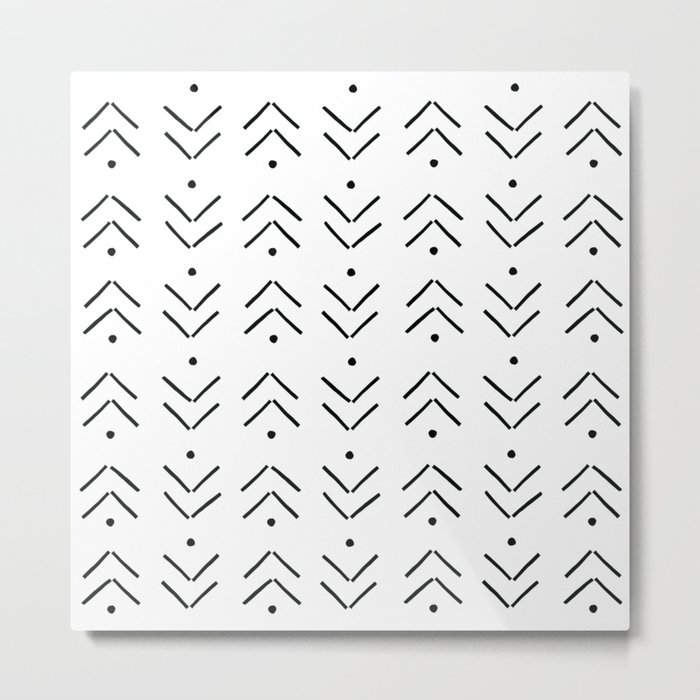 Arrow Geometric Pattern 6 in monochrome black and white Metal Print