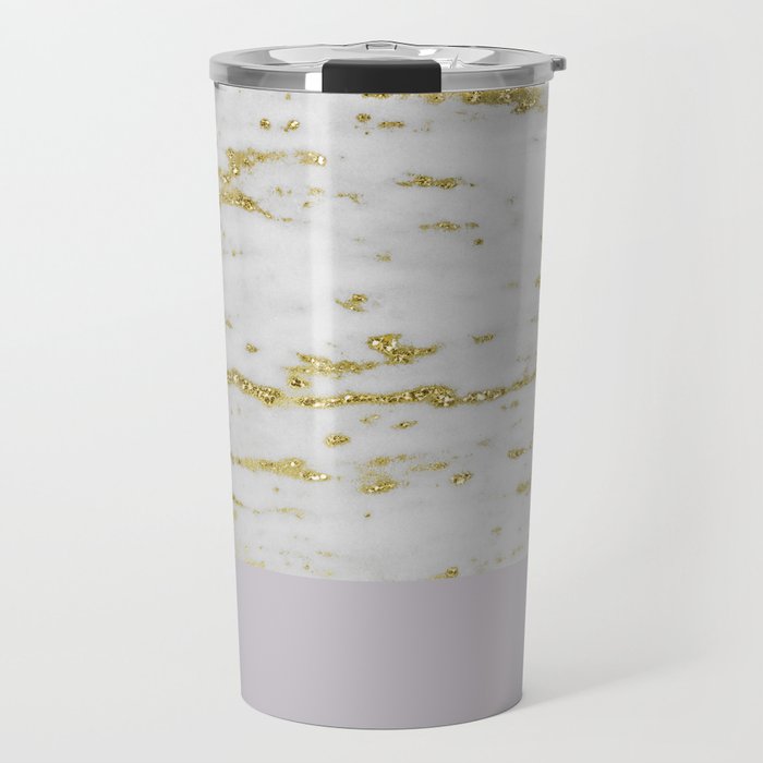 Gold faraldi and smokey lilac marble Travel Mug