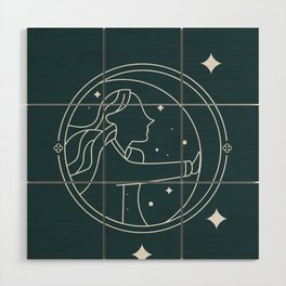 Moon - Starry Night 1 Wood Wall Art