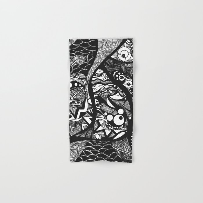 Doodle Journey Black and White Hand & Bath Towel