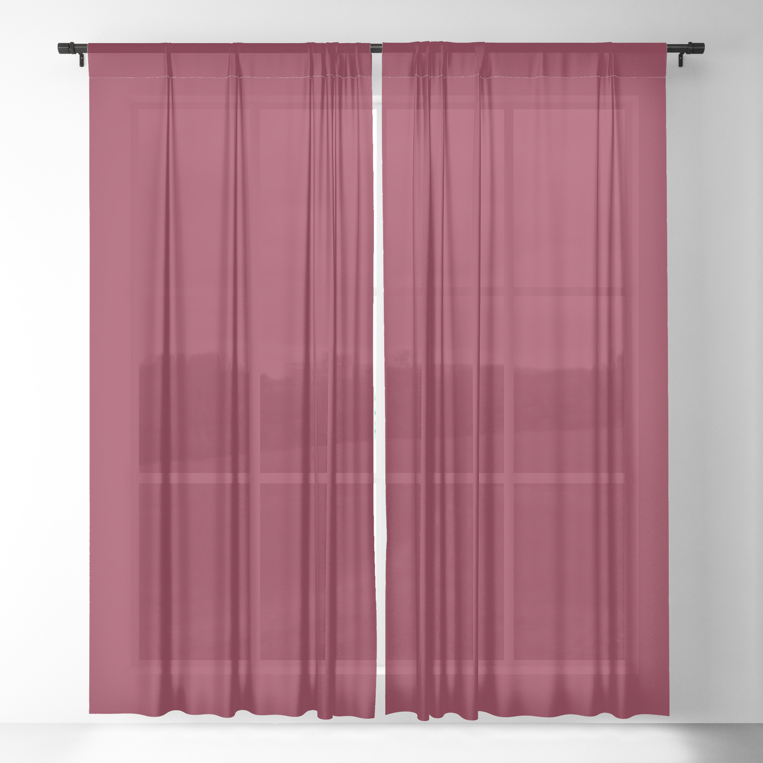 Burgundy Solid Color Sheer Curtain By Roneric Society6