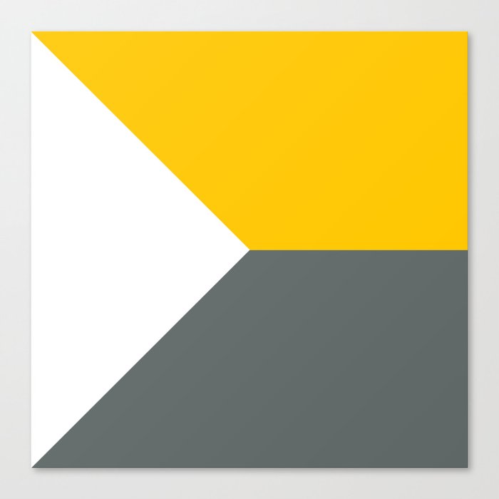 Yellow Grey White Abstract Geometric Art Canvas Print By Koovox