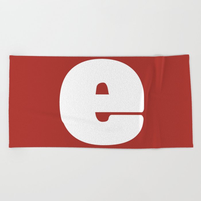 e (White & Maroon Letter) Beach Towel