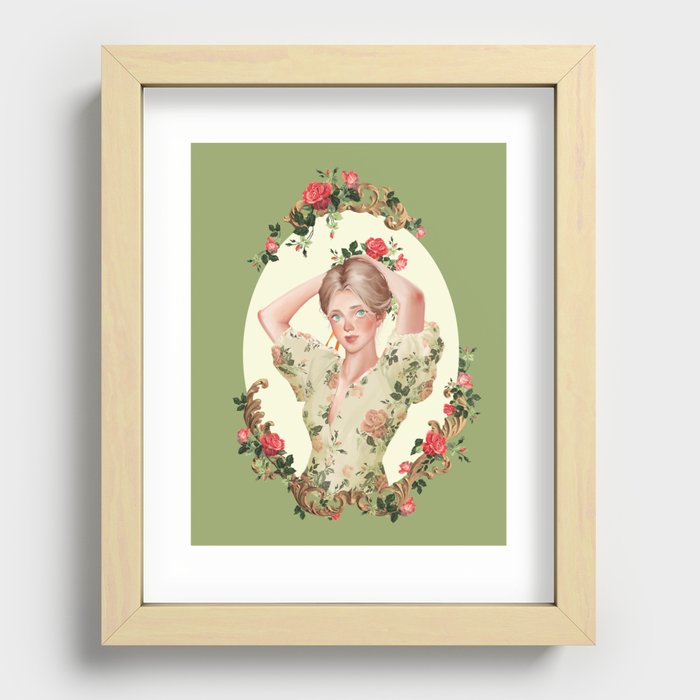 Graceful Rose - Charming Whimsical Portrait of a Lady Recessed Framed Print