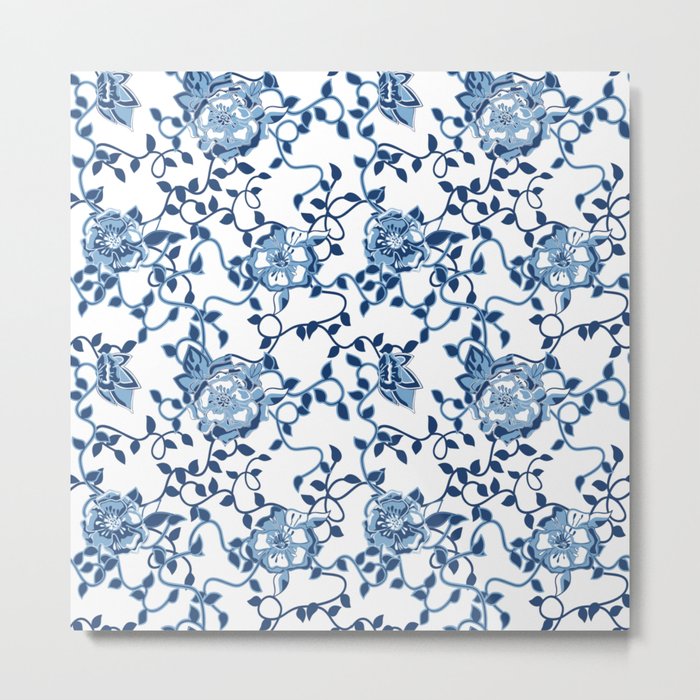 Chinoiserie ivy flower with vines Metal Print