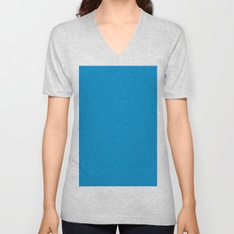 Blue NCS Solid Color Popular Hues Patternless Shades of Blue Collection - Hex #008ECC V Neck T Shirt