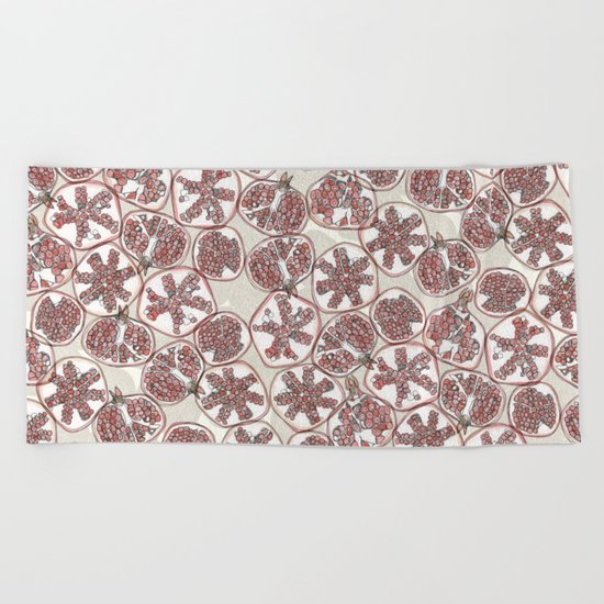 watercolor pomegranates Beach Towel