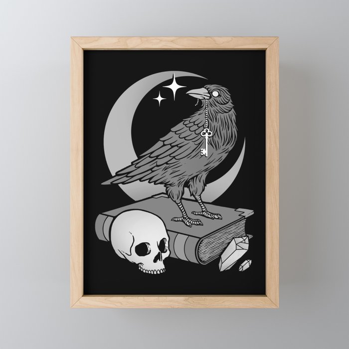 Occult Crow Framed Mini Art Print