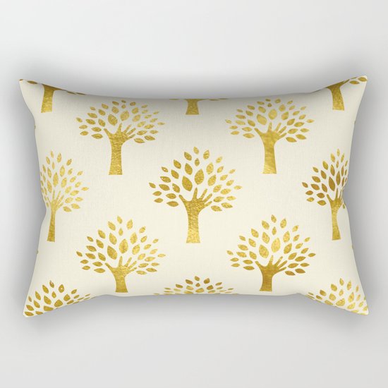 Cream Gold Foil 02 Rectangular Pillow
