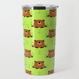Adorable Groundhog Pattern Travel Mug