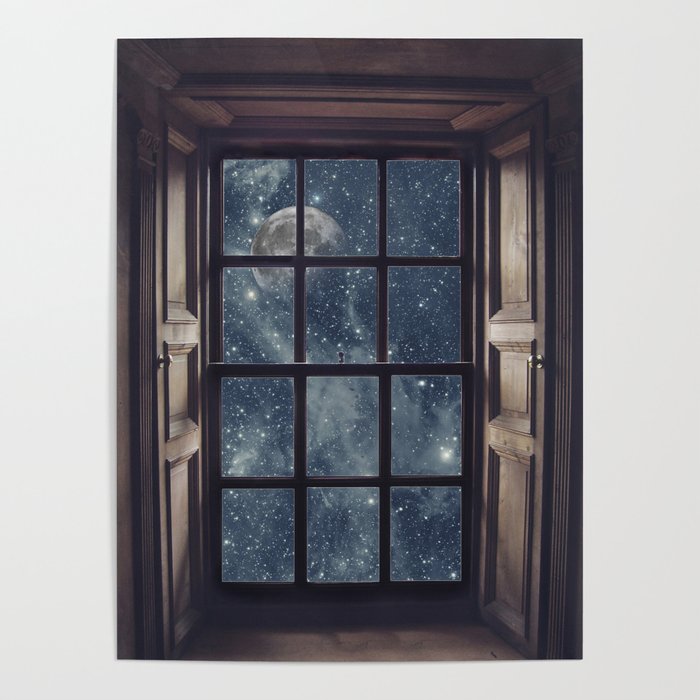 Space view Window-Moon shine Poster